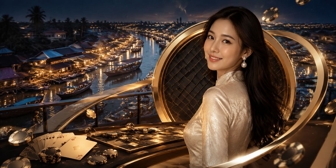 Phụ nữ mặc áo dài chơi bài tại vùng đồng bằng sông Cửu Long trong không khí lễ hội